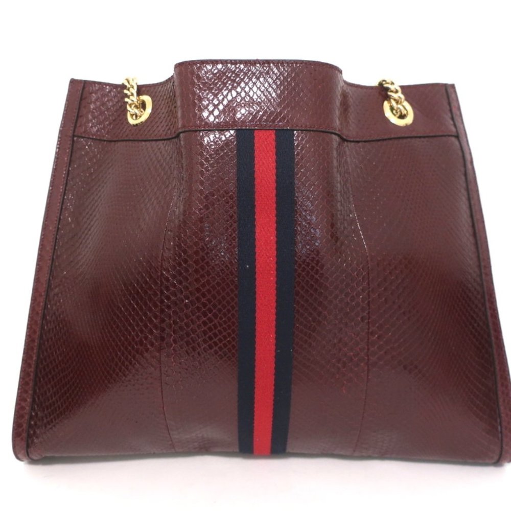 GUCCI RAJAH PYTHON MAXI TOTE BORDEAUX CHAIN STRAP SHOULDER BAG - Picture 7 of 15